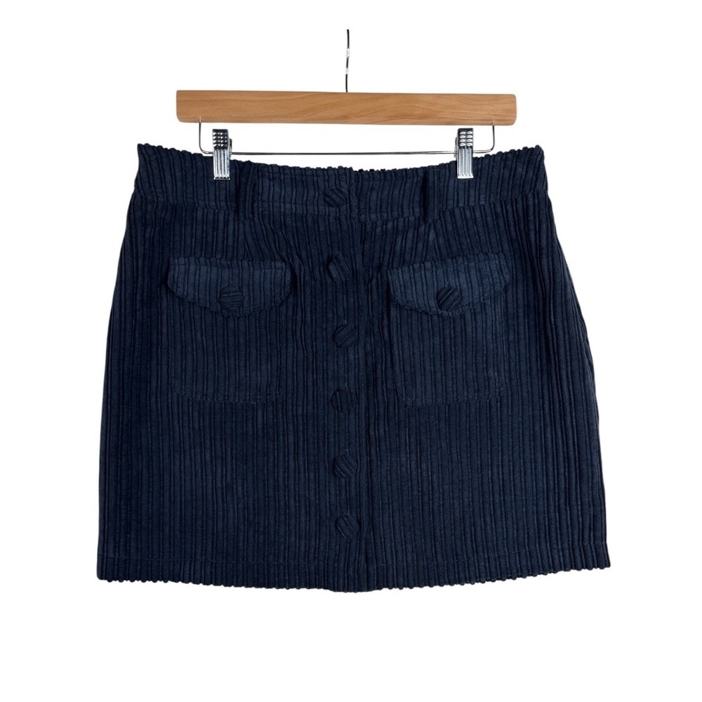 Oak & Trellis Women's Mini Skirt Corduroy Blue Button Down Size XL